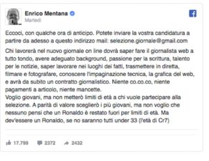 Giornale online di Enrico Mentana, come candidarsi